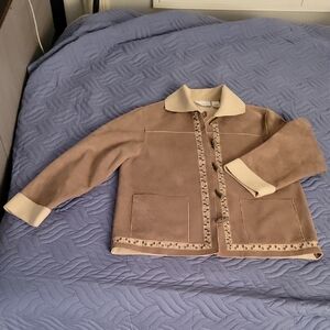 Alfred Dunner Cream Fleece Jacket